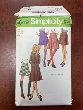 1971 Simplicity 9649 Sewing Pattern - Skirt