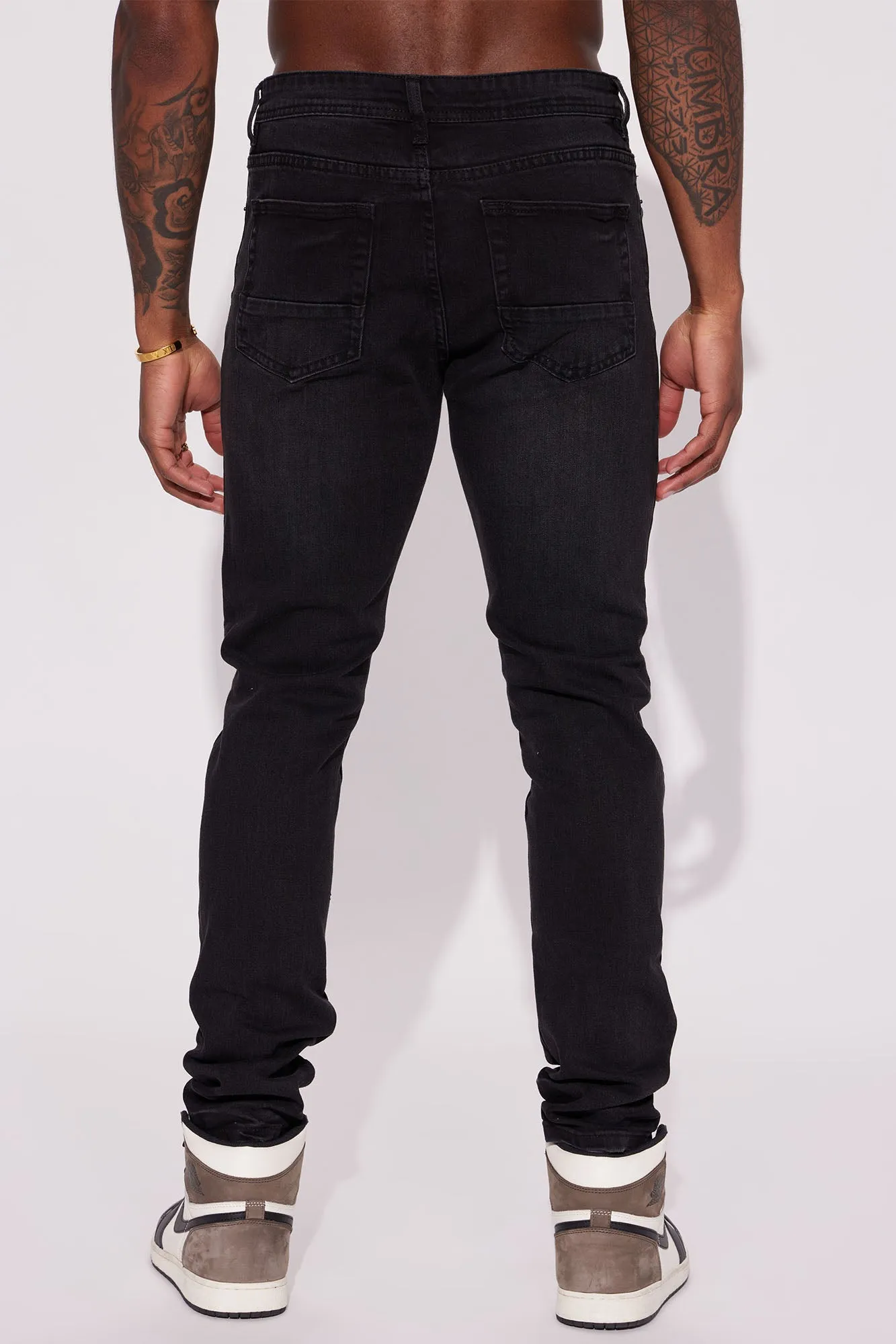All The Way Up Ripped Stacked Skinny Jeans - Black Wash