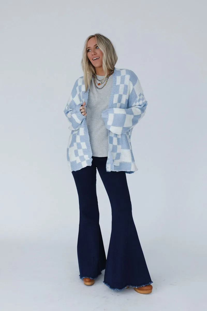 Archer Checkered Cardigan - Blue