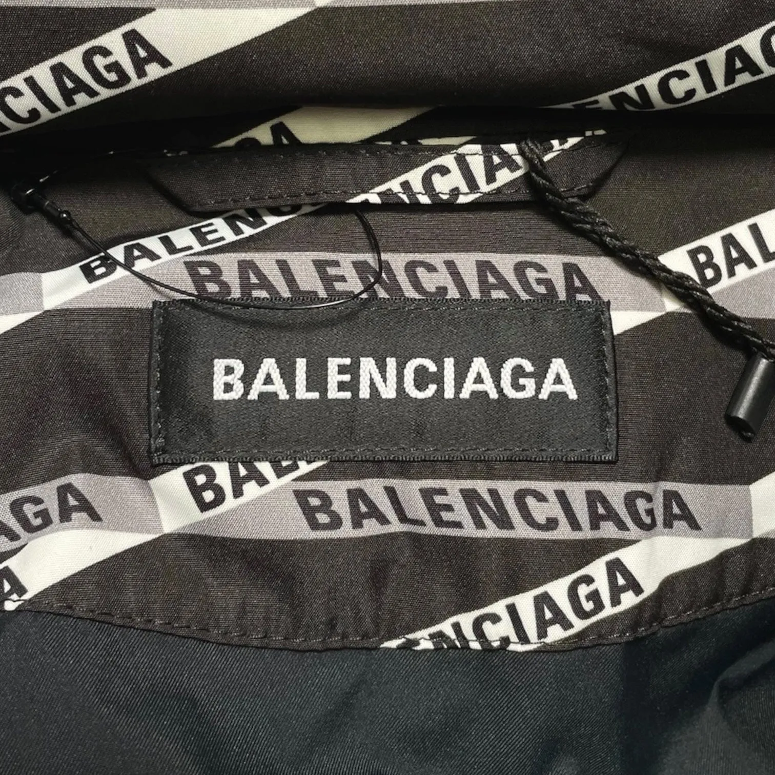 Balenciaga All Over Logo Tech Windbreaker Jacket Black