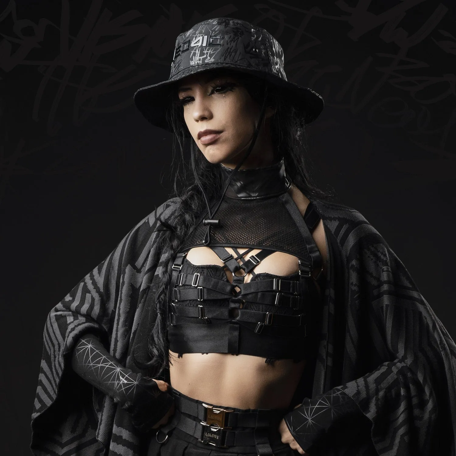 Black THR4SH Bucket Hat