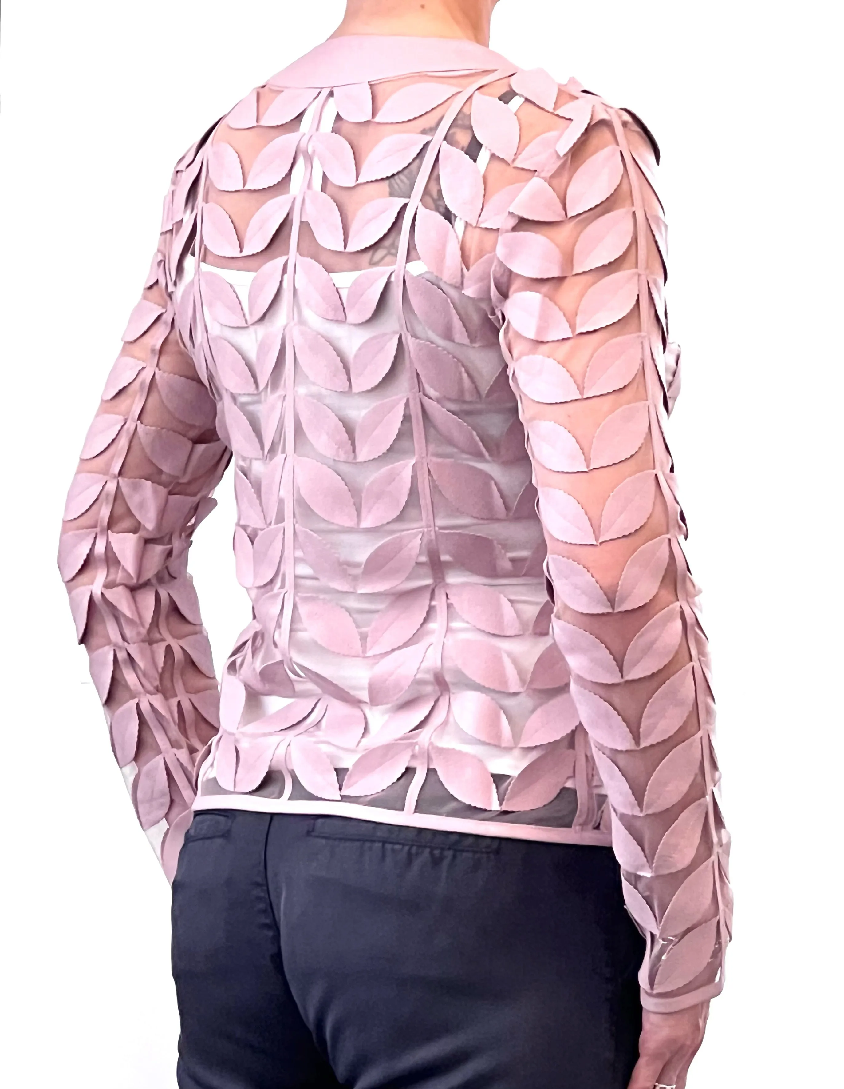 Faux Leather leaves jacket (Dusty Pink)