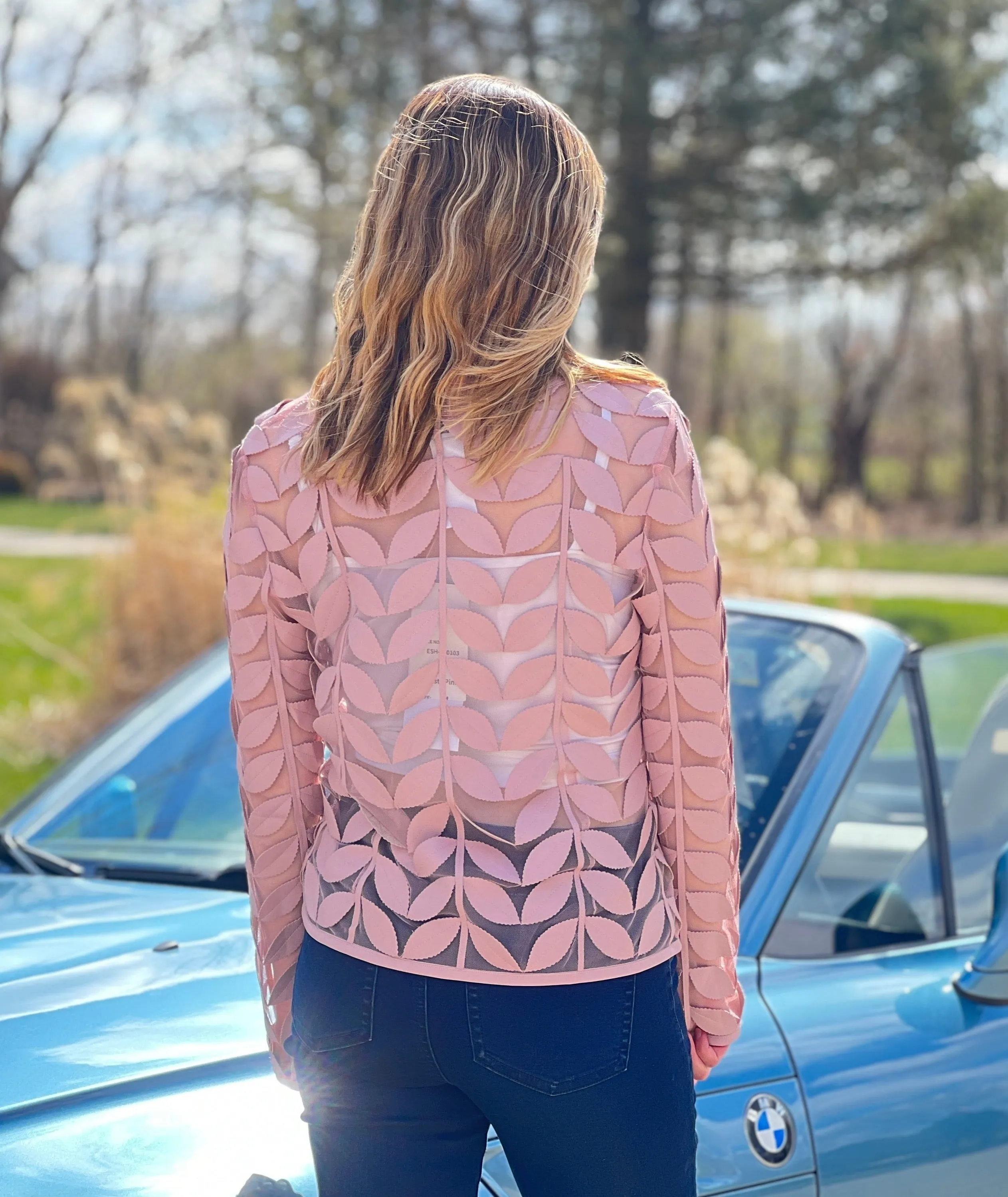 Faux Leather leaves jacket (Dusty Pink)