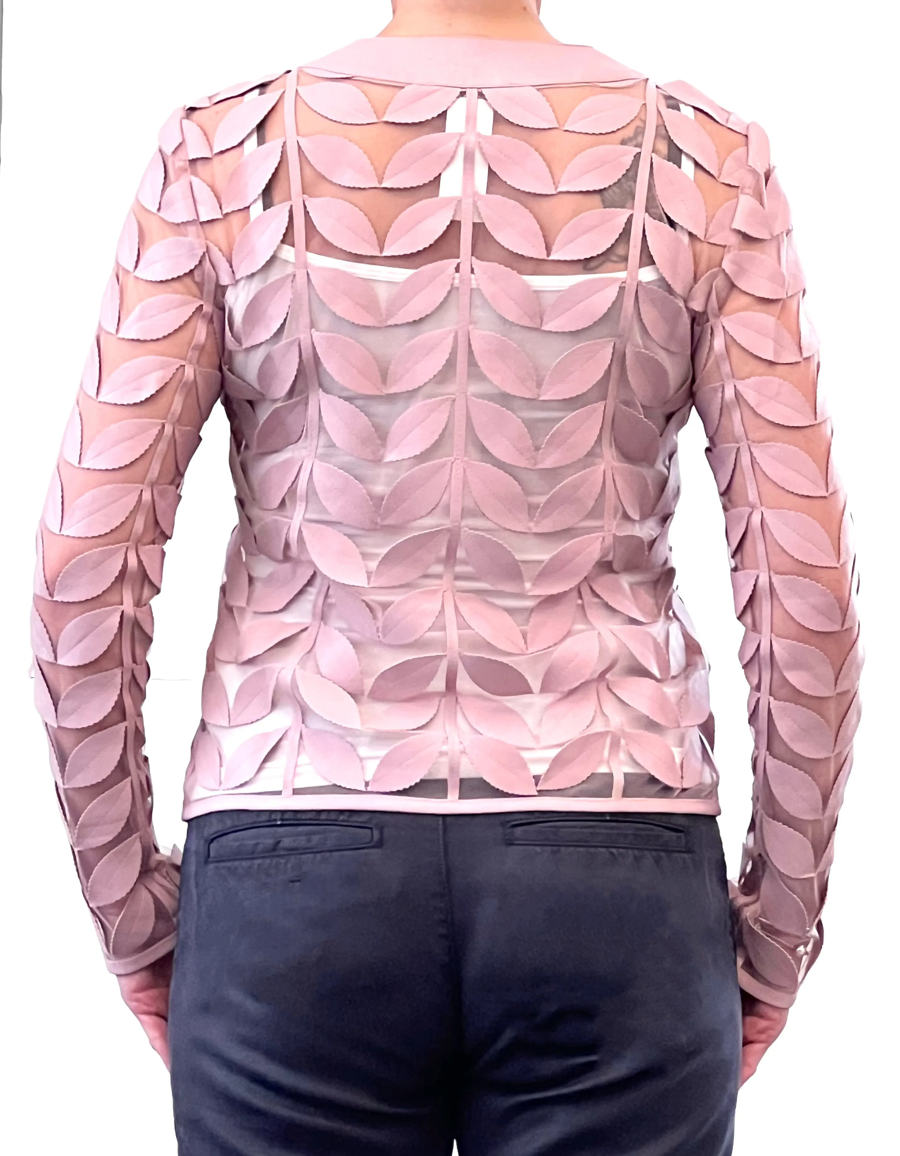 Faux Leather leaves jacket (Dusty Pink)