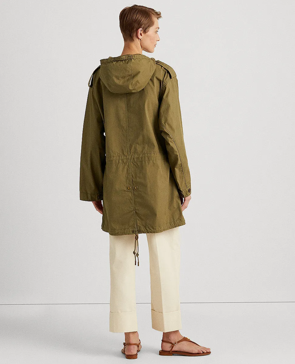 Hooded Twill Windbreaker In Green