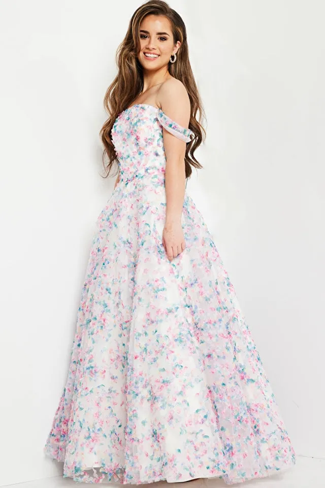 Jovani Kids K26292 Strapless Floral Ballgown Long Formal Dress