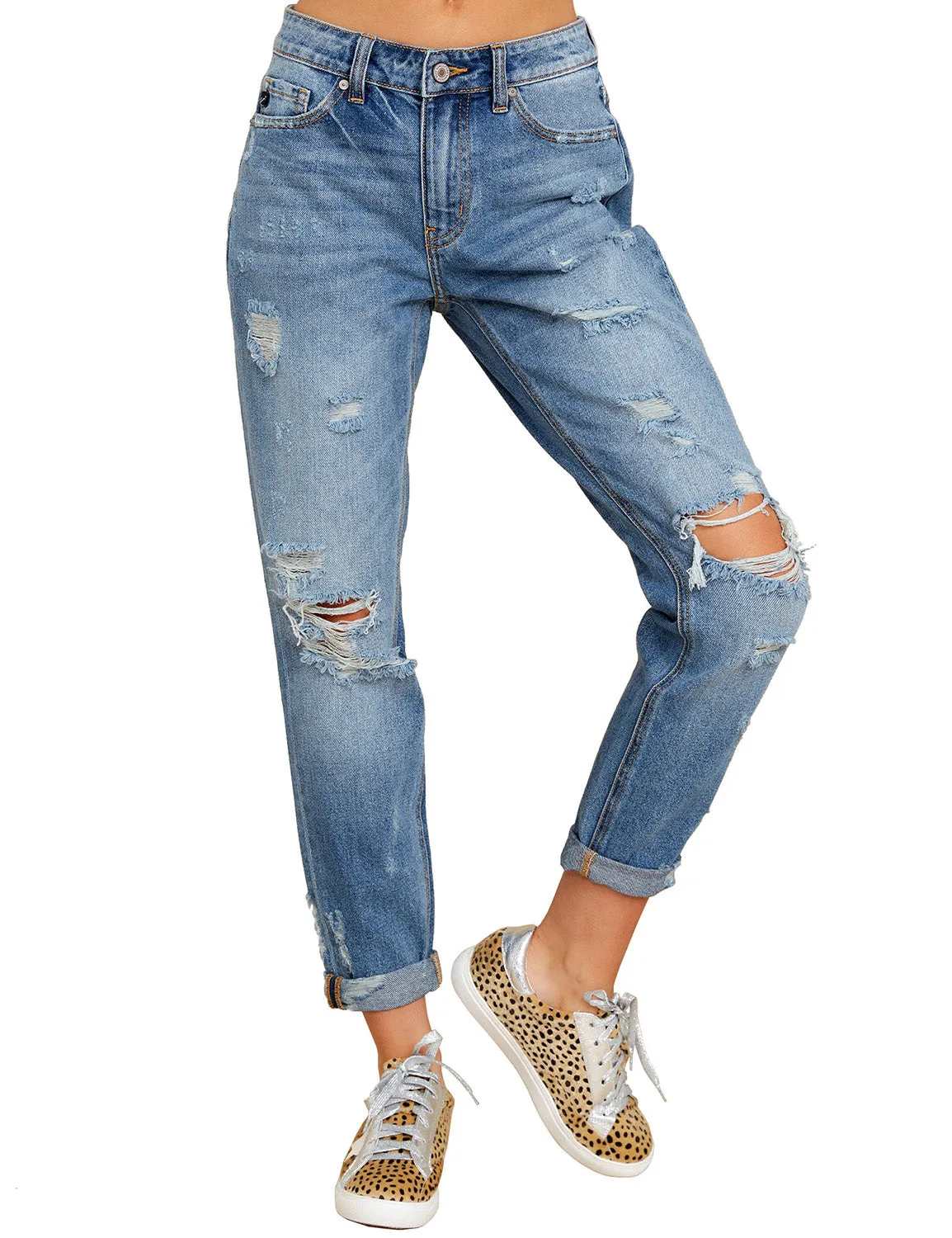 luvamia Women's Casual Ripped Boyfriend Jeans Distressed Stretch Denim Jean Pants