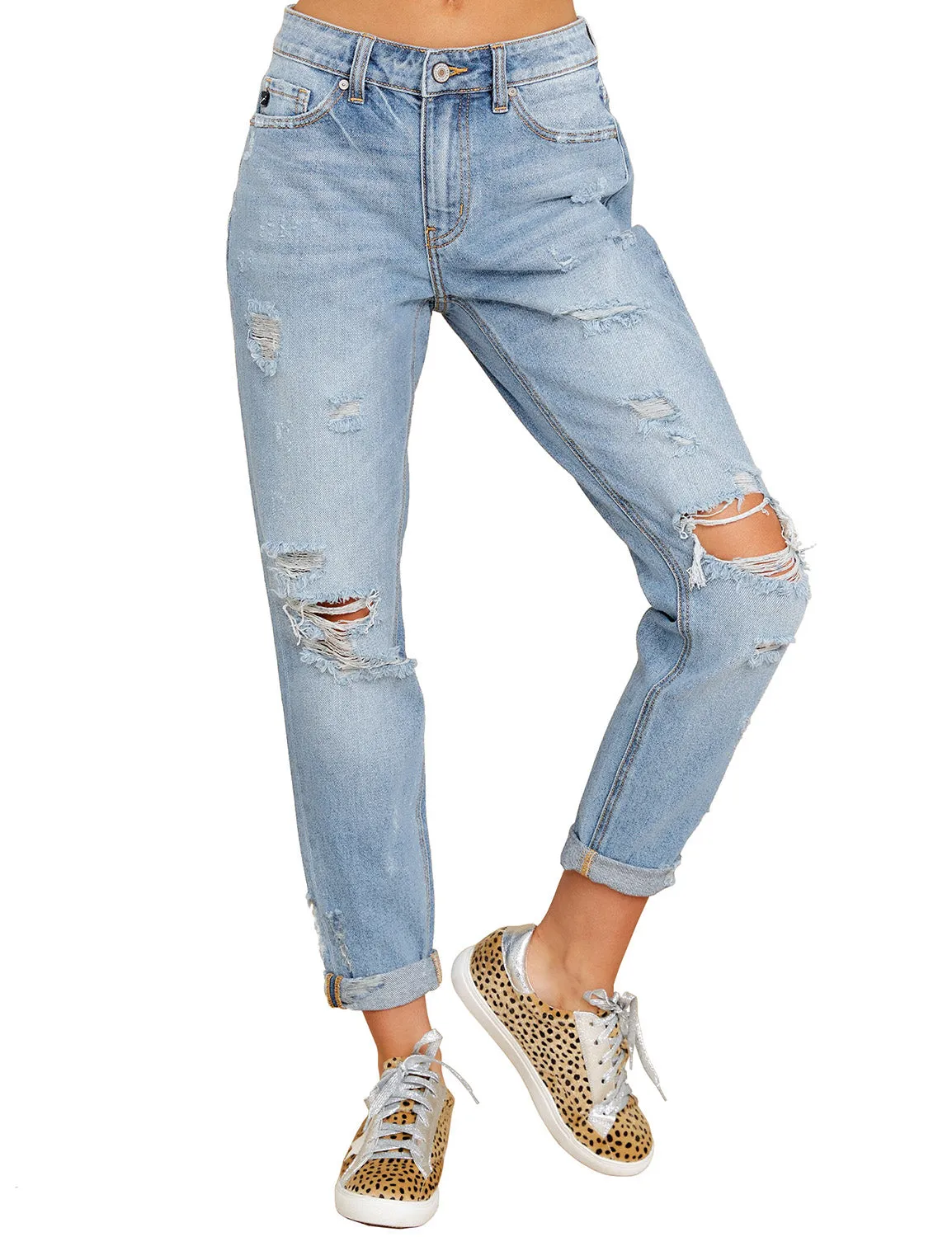 luvamia Women's Casual Ripped Boyfriend Jeans Distressed Stretch Denim Jean Pants