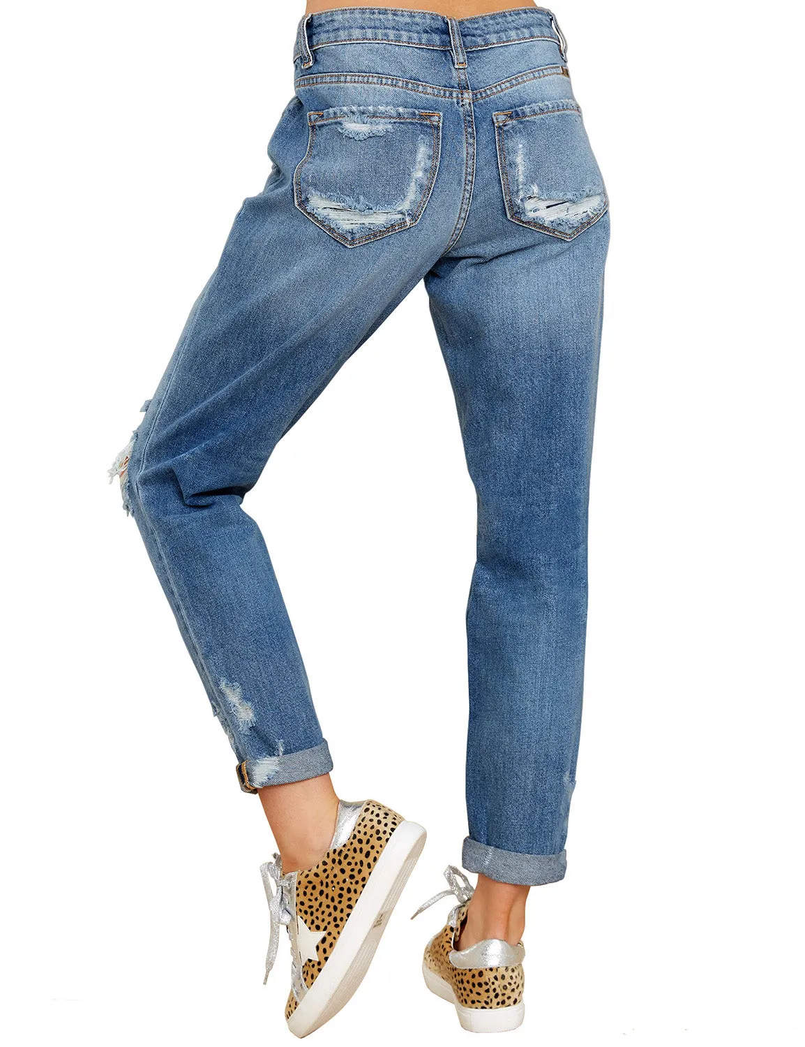 luvamia Women's Casual Ripped Boyfriend Jeans Distressed Stretch Denim Jean Pants