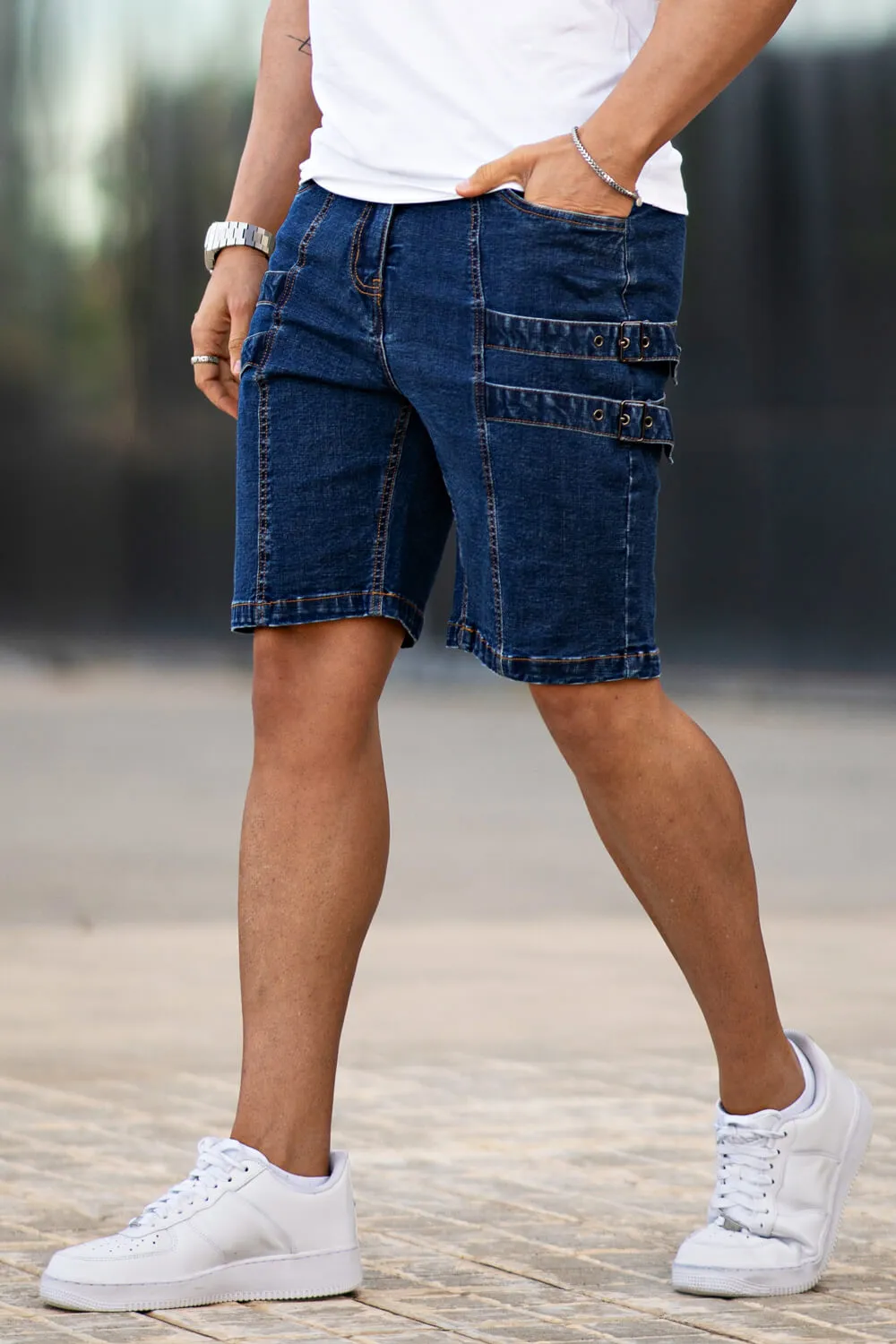 Men's Stretch Denim Short - Dark Blue