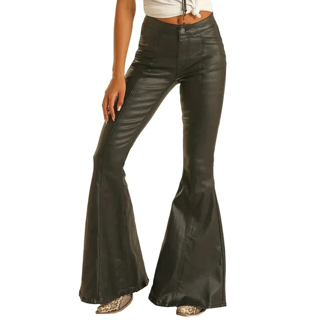 PANHANDLE SLIM WOMENS BLACK PLEATHER JEANS STYLE WPB2664