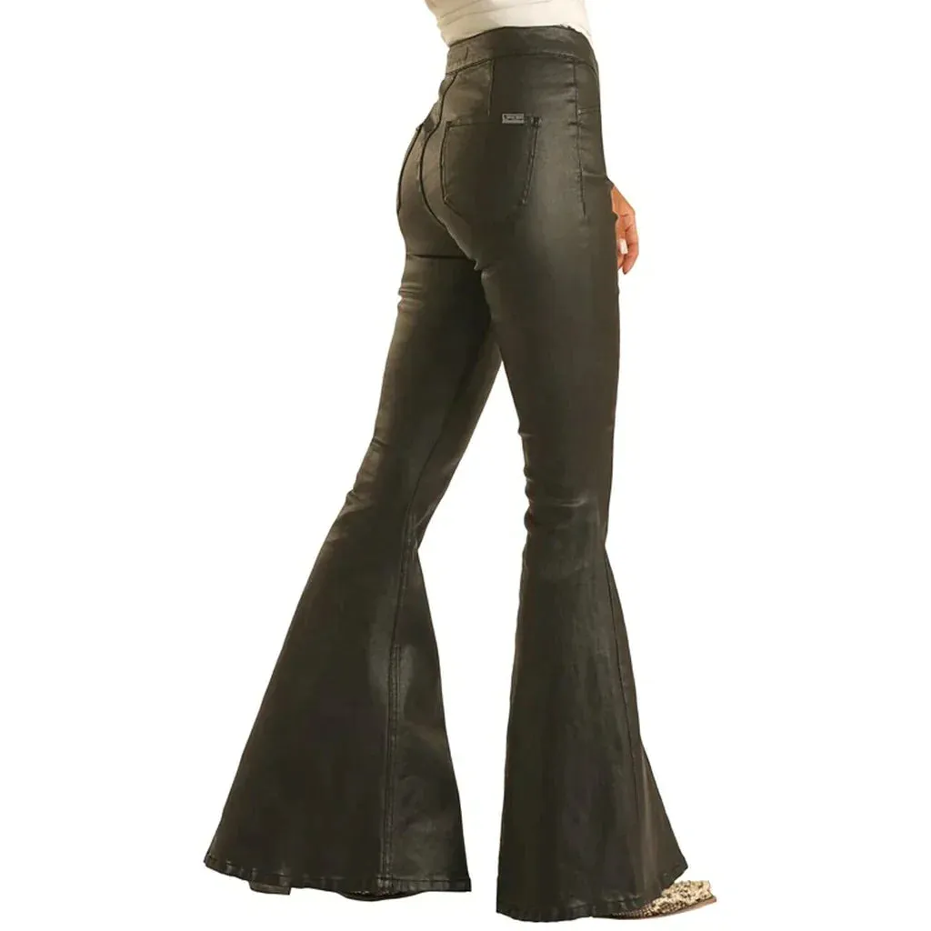 PANHANDLE SLIM WOMENS BLACK PLEATHER JEANS STYLE WPB2664