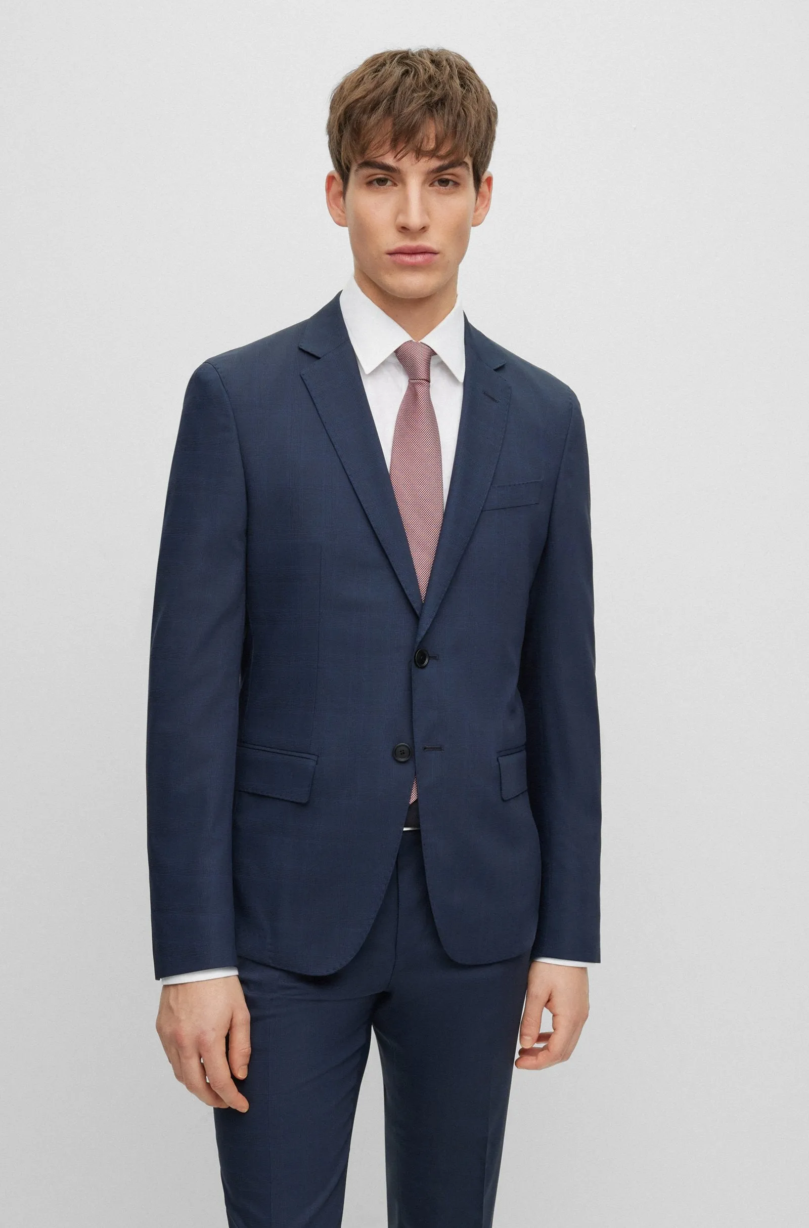 Slim Fit "Huge" Stretch Wool-blend Suit / Dark Blue
