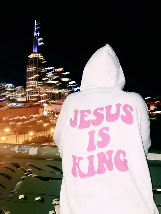 SXV  'JESUS IS KING’ Printed Cool Aesthetic Sweatshirt Hoodie